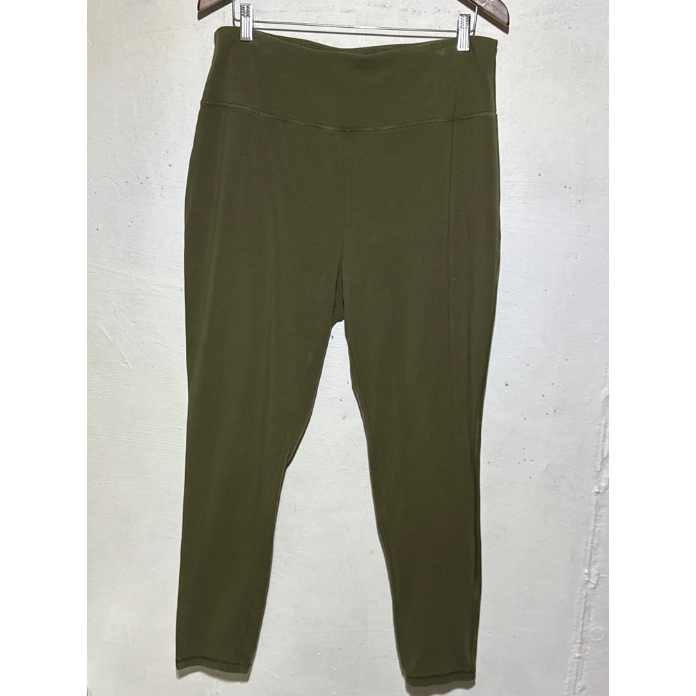 T by Talbots Womens XL Olive Green High Rise Cotton Stretch Leggings Activewear